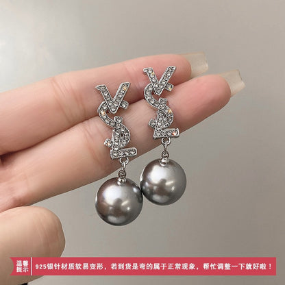 1 Pair Sweet Geometric Round Plating Imitation Pearl Drop Earrings