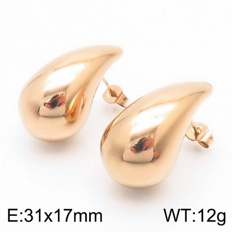 1 Pair Simple Style Water Droplets Plating Stainless Steel Ear Studs