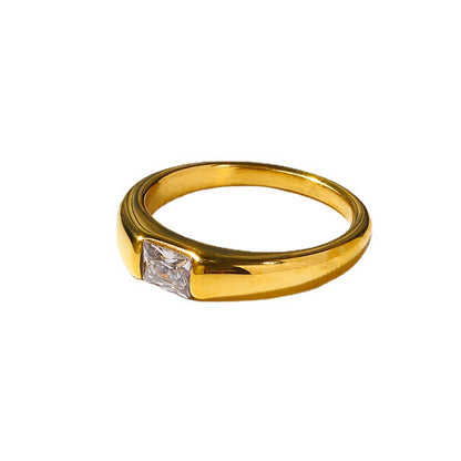 Simple Style Geometric Stainless Steel Plating Inlay Zircon 18k Gold Plated Rings