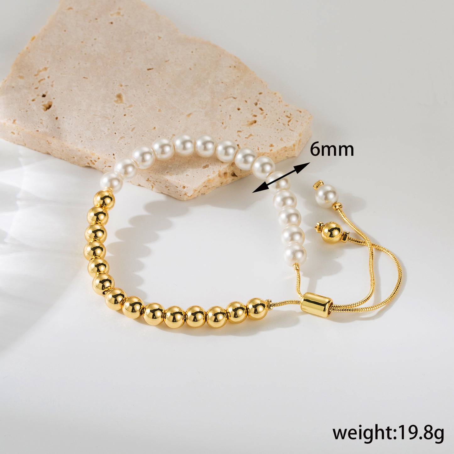Ig Style Classic Style Round Imitation Pearl Copper Beaded Patchwork Plating 18k Gold Plated Bracelets