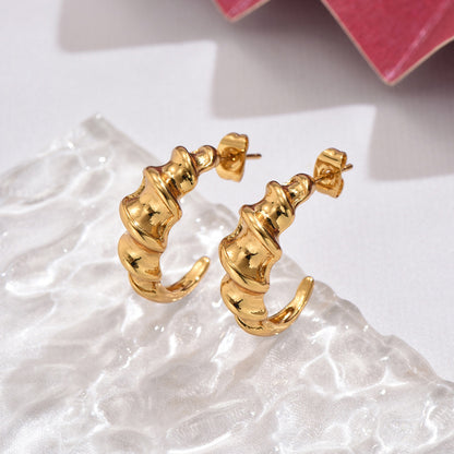 1 Pair Retro French Style Spiral Plating Stainless Steel 14k Gold Plated Ear Studs