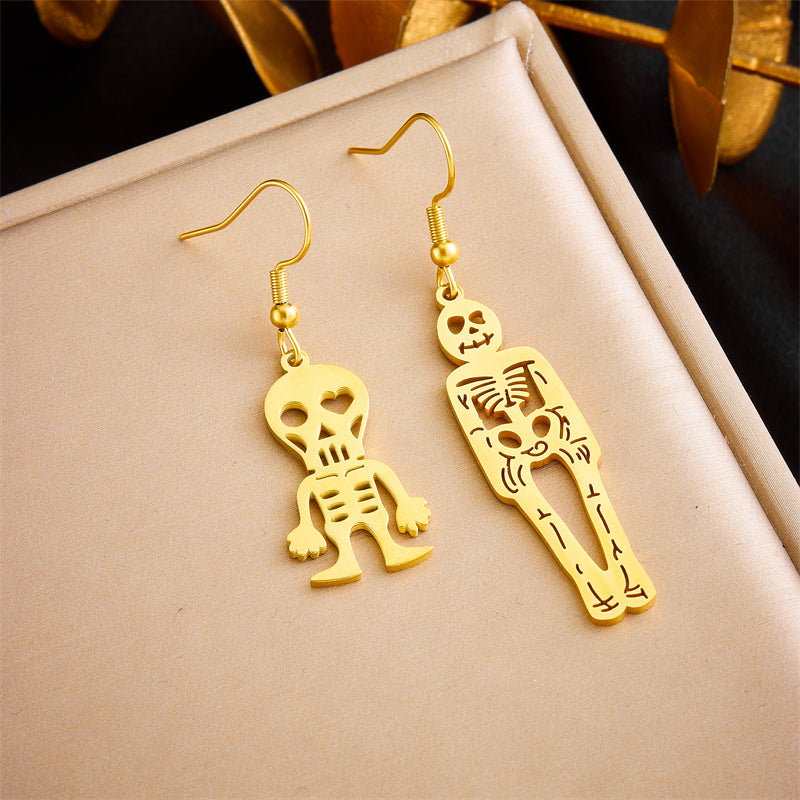 1 Pair Ig Style Skeleton Plating Titanium Steel 18k Gold Plated Drop Earrings