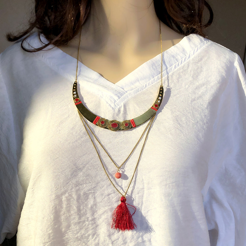 Ethnic Style Bohemian Geometric Alloy Layered Plating Gold Plated Women's Necklace