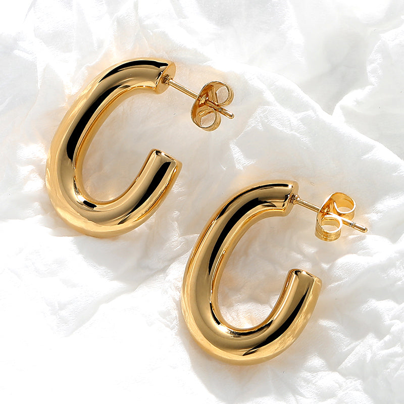 1 Pair Simple Style Classic Style Solid Color Polishing Plating Stainless Steel Gold Plated Ear Studs