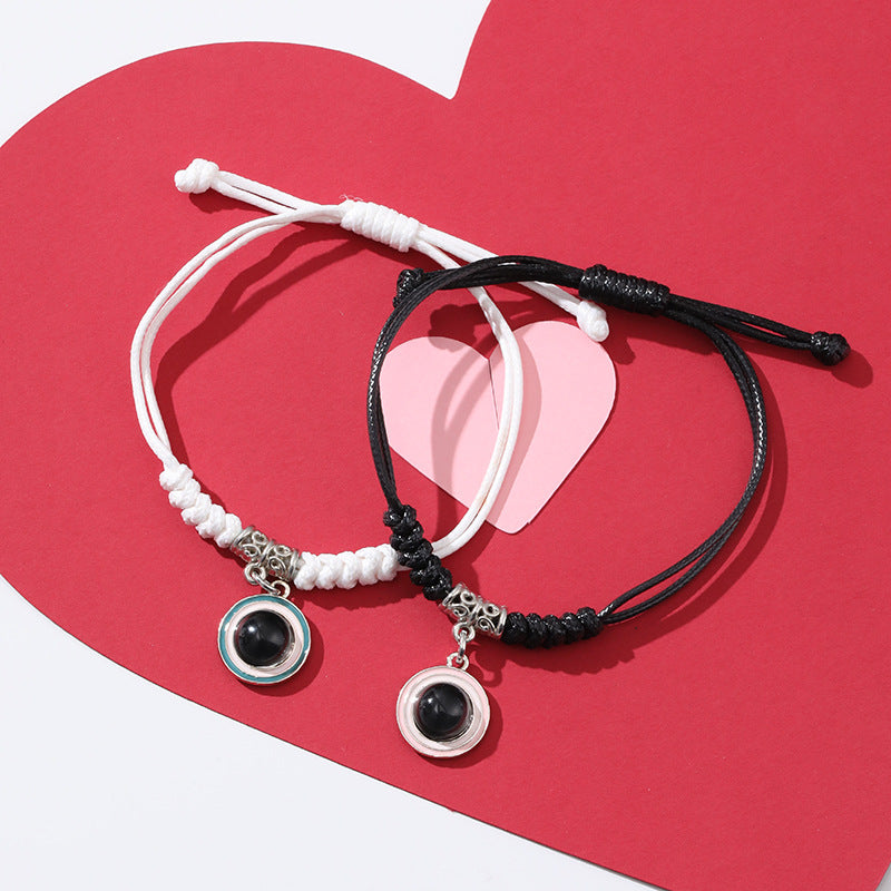 Simple Style Heart Shape Owl Lock Alloy Rope Knitting Inlay Rhinestones Women's Bracelets