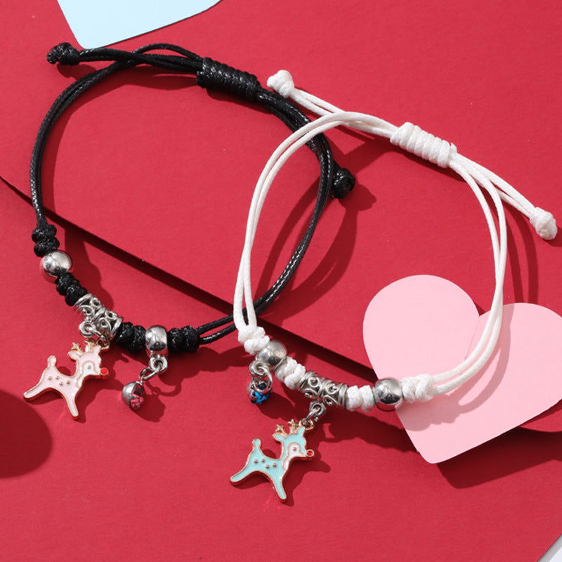 Simple Style Heart Shape Owl Lock Alloy Rope Knitting Inlay Rhinestones Women's Bracelets