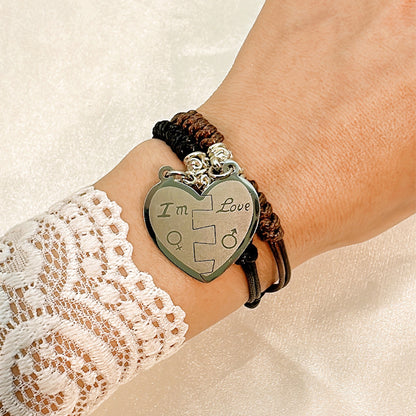 Simple Style Heart Shape Owl Lock Alloy Rope Knitting Inlay Rhinestones Women's Bracelets