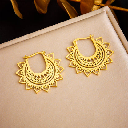 1 Pair Ig Style Simple Style Geometric Plating Titanium Steel 18k Gold Plated Earrings