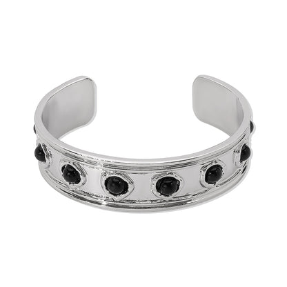 Classical Vintage Style Simple Style Round Alloy Inlay Resin Women's Wristband Bangle