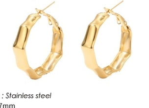 1 Pair Classic Style Solid Color Plating Stainless Steel Hoop Earrings Ear Studs