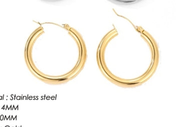 1 Pair Classic Style Solid Color Plating Stainless Steel Hoop Earrings Ear Studs