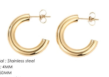 1 Pair Classic Style Solid Color Plating Stainless Steel Hoop Earrings Ear Studs