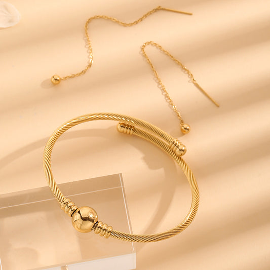 Simple Style Round Stainless Steel Polishing Plating 18k Gold Plated Jewelry Set