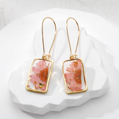 1 Pair Casual Vacation Simple Style Plant Rectangle Resin Drop Earrings