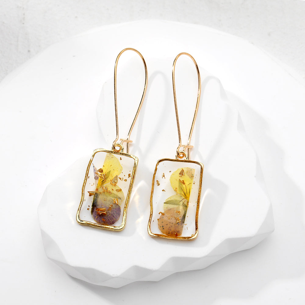 1 Pair Casual Vacation Simple Style Plant Rectangle Resin Drop Earrings