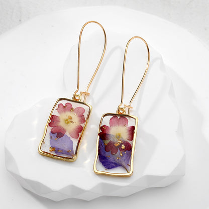 1 Pair Casual Vacation Simple Style Plant Rectangle Resin Drop Earrings