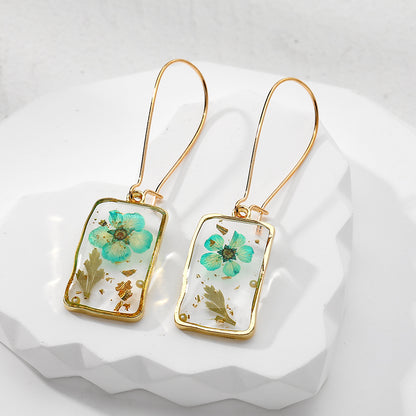 1 Pair Casual Vacation Simple Style Plant Rectangle Resin Drop Earrings