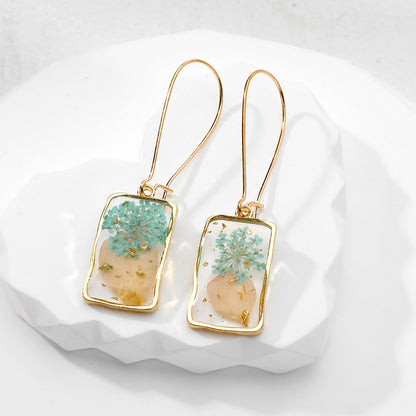 1 Pair Casual Vacation Simple Style Plant Rectangle Resin Drop Earrings