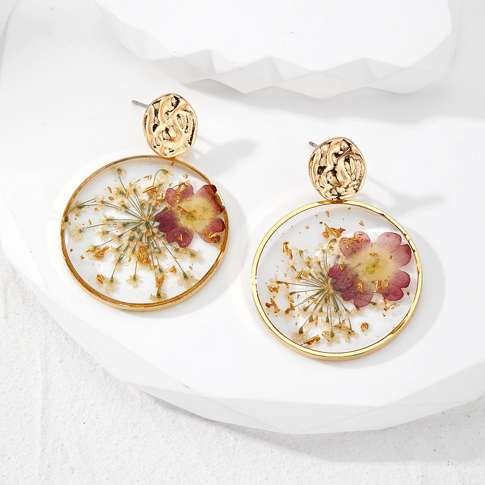 1 Pair Vacation Simple Style Flower Resin Drop Earrings