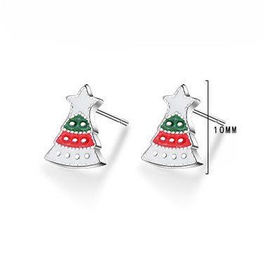 1 Pair Cute Christmas Tree Flower Snowman Epoxy Plating Inlay Copper Zircon Earrings