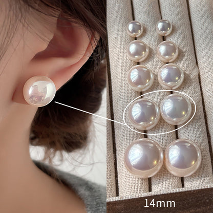 1 Pair Sweet Geometric Round Plating Imitation Pearl Drop Earrings