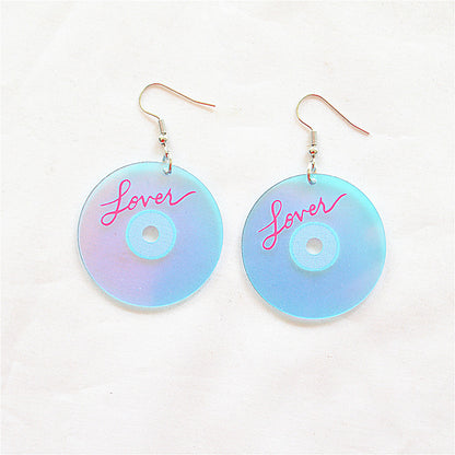 1 Piece 1 Pair Preppy Style Sweet Round Letter Arylic Metal White Gold Plated Drop Earrings