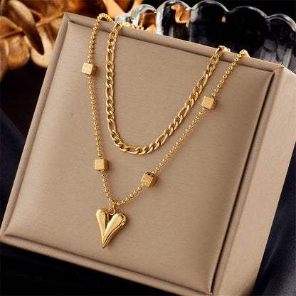 Ig Style Simple Style Geometric Titanium Steel Plating Inlay Artificial Pearls Rhinestones Shell Necklace