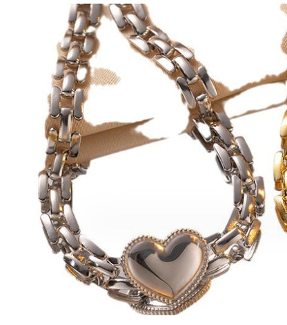 Sweet Heart Shape Titanium Steel Plating Chain Bracelets