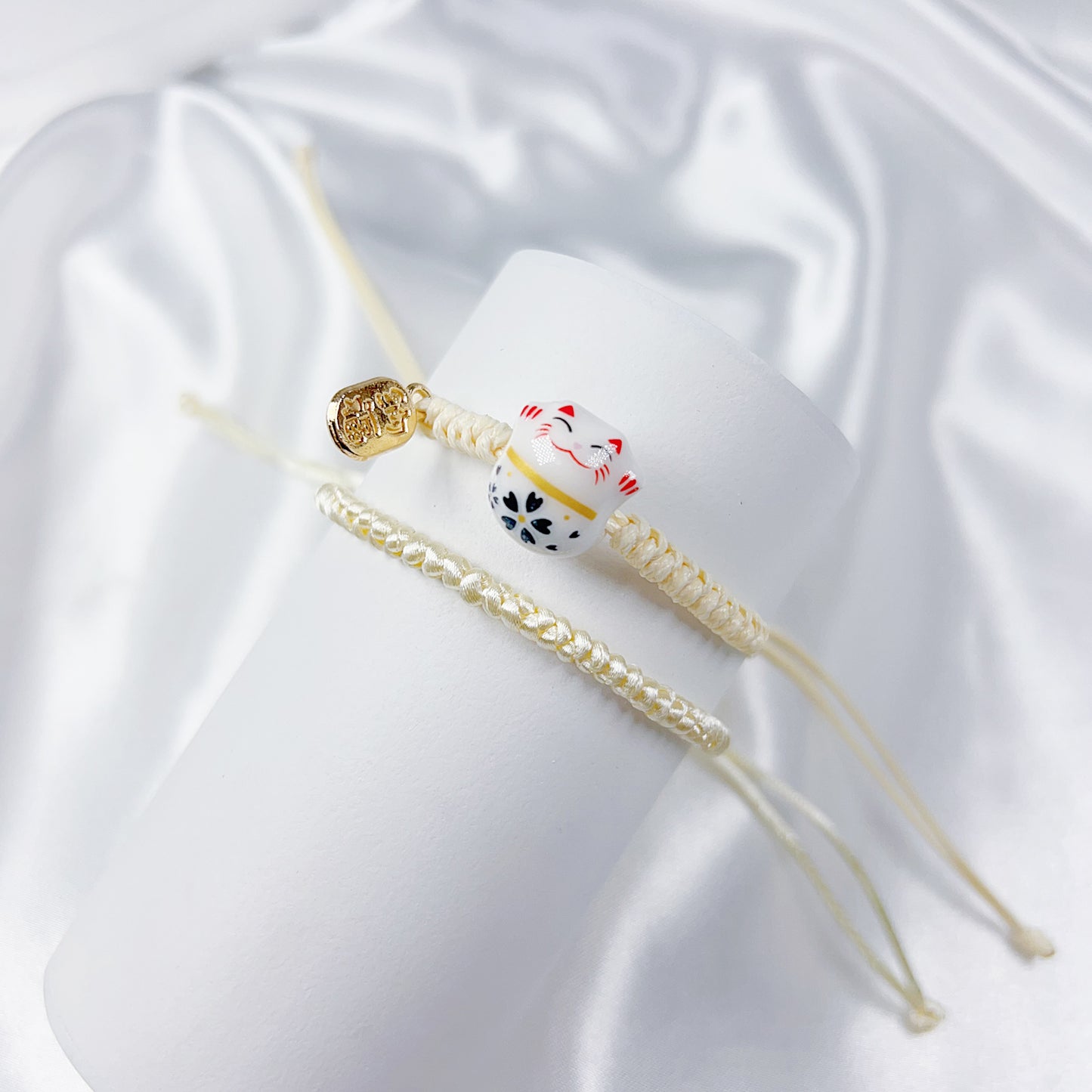 Cute Simple Style Cat Polyester Painted Knitting Drawstring Unisex Bracelets