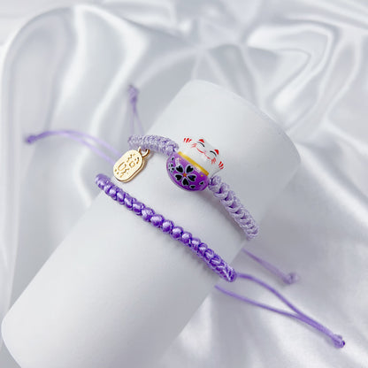 Cute Simple Style Cat Polyester Painted Knitting Drawstring Unisex Bracelets