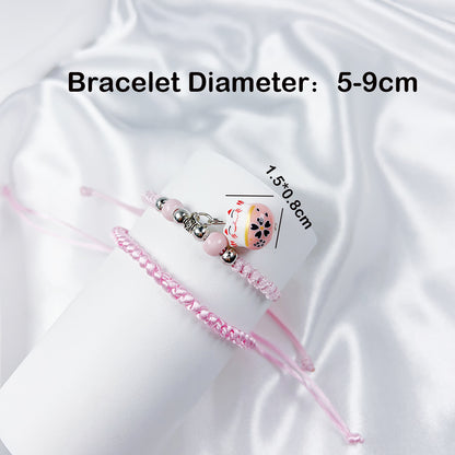 Cute Simple Style Cat Polyester Painted Knitting Drawstring Unisex Bracelets