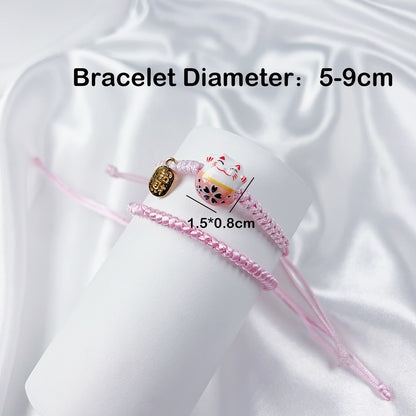 Cute Simple Style Cat Polyester Painted Knitting Drawstring Unisex Bracelets