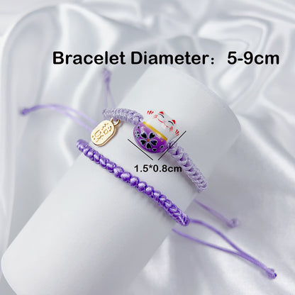 Cute Simple Style Cat Polyester Painted Knitting Drawstring Unisex Bracelets