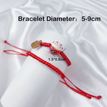 Cute Simple Style Cat Polyester Painted Knitting Drawstring Unisex Bracelets