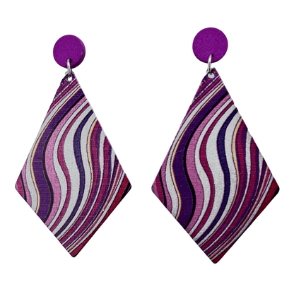 1 Pair Vintage Style Geometric Lacquer Painting Stoving Varnish Wood Drop Earrings