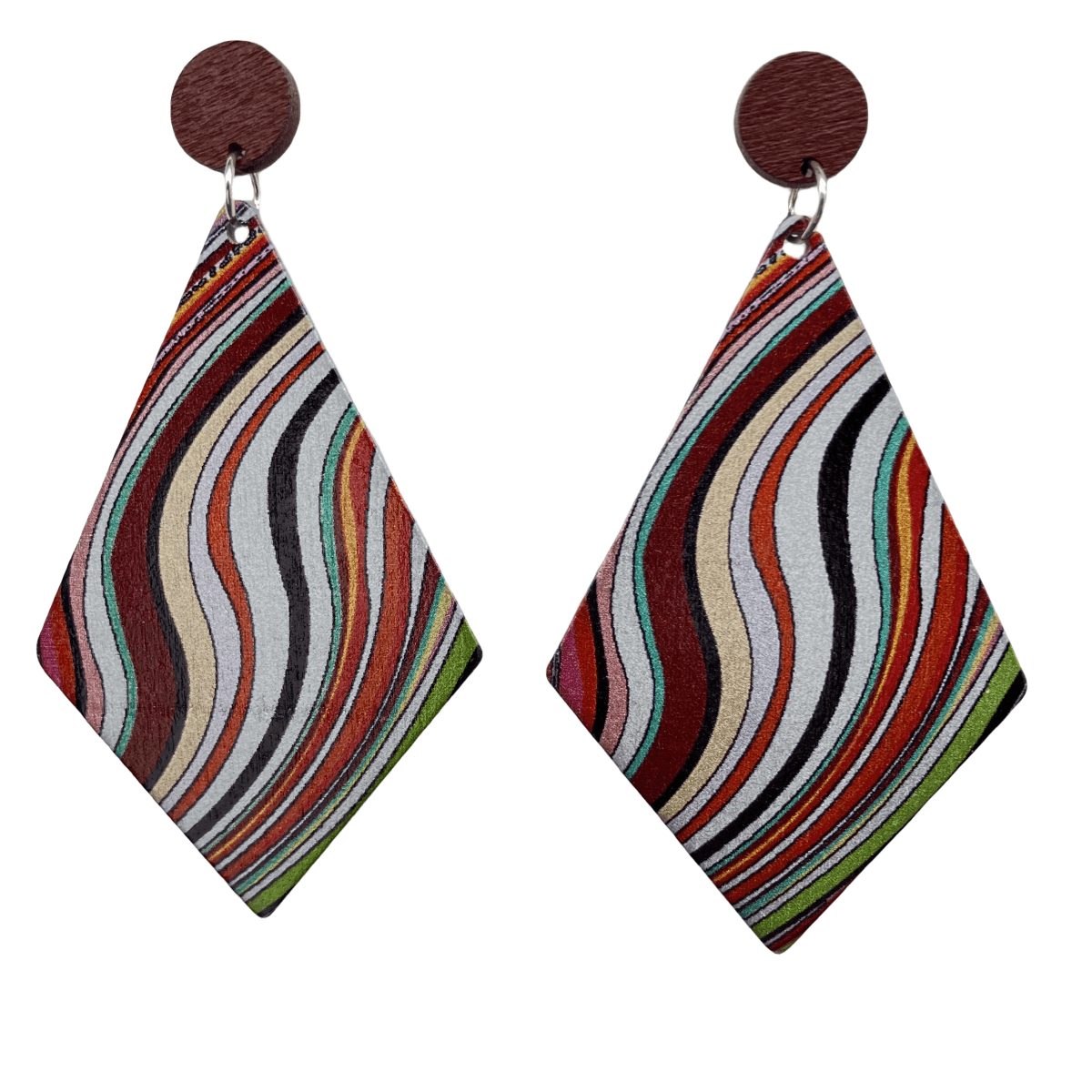 1 Pair Vintage Style Geometric Lacquer Painting Stoving Varnish Wood Drop Earrings