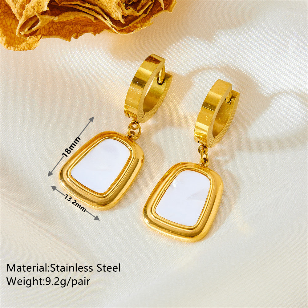 Simple Style Classic Style Square Titanium Steel Plating 18k Gold Plated Jewelry Set
