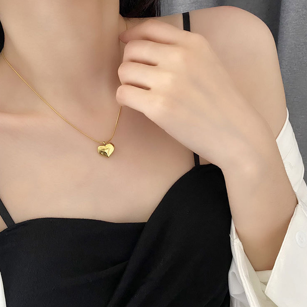 Simple Style Heart Shape Stainless Steel 18k Gold Plated Pendant Necklace