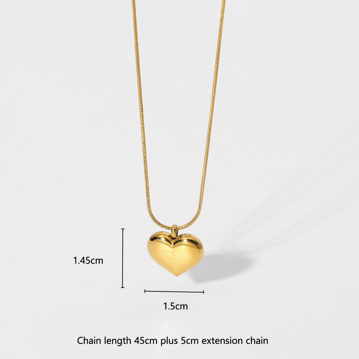 Simple Style Heart Shape Stainless Steel 18k Gold Plated Pendant Necklace