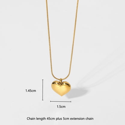 Simple Style Heart Shape Stainless Steel 18k Gold Plated Pendant Necklace