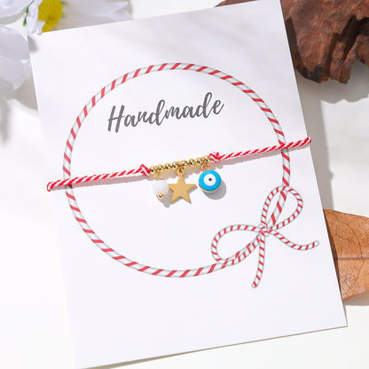 Cute Simple Style Eye Cotton Freshwater Pearl Copper Braid 18k Gold Plated Unisex Drawstring Bracelets