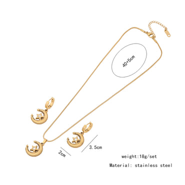 Simple Style Star Moon Stainless Steel Plating Earrings Necklace