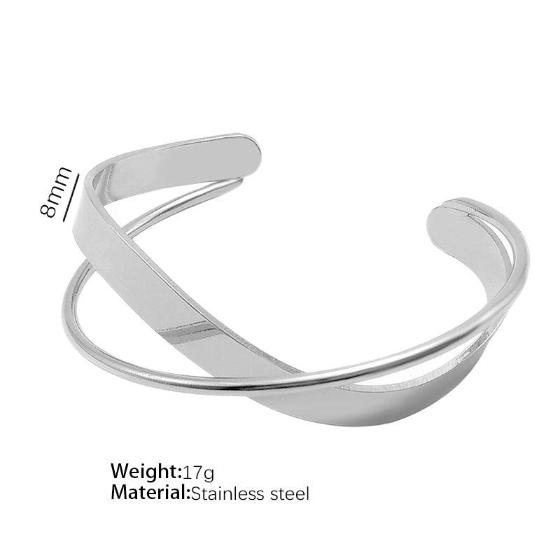 Modern Style Commute Irregular Solid Color Titanium Steel Plating 18k Gold Plated Bangle