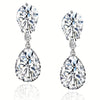 1 Pair Elegant Shiny Water Droplets Copper Zircon White Gold Plated Drop Earrings