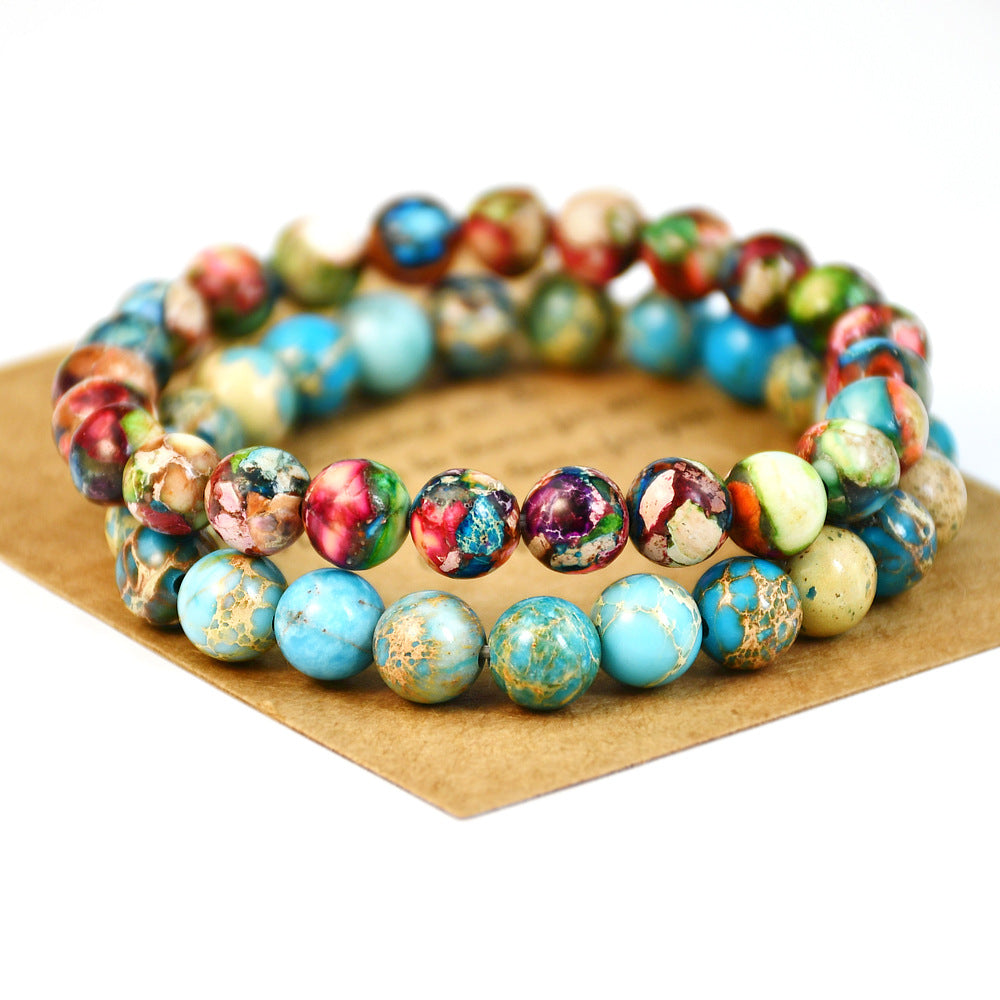 Casual Vacation Round Natural Stone Beaded Handmade Bracelets