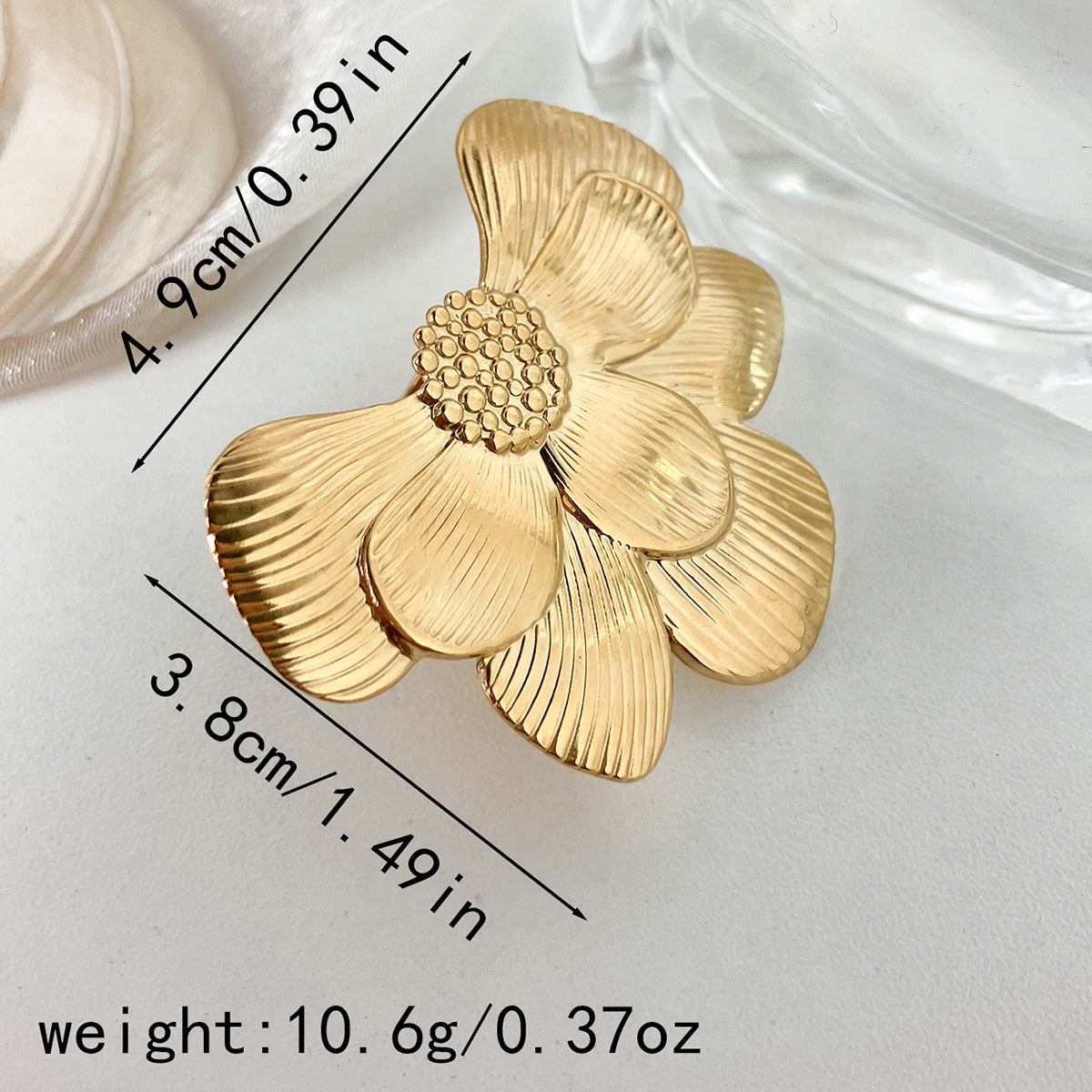 Elegant Sweet Flower Stainless Steel Plating Gold Plated Open Rings