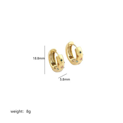 1 Pair Simple Style U Shape Round Plating Inlay Stainless Steel Pearl Zircon 18k Gold Plated Earrings