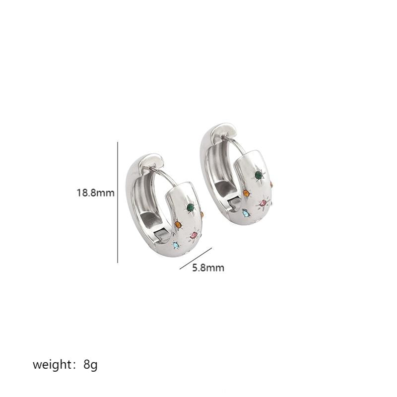 1 Pair Simple Style U Shape Round Plating Inlay Stainless Steel Pearl Zircon 18k Gold Plated Earrings