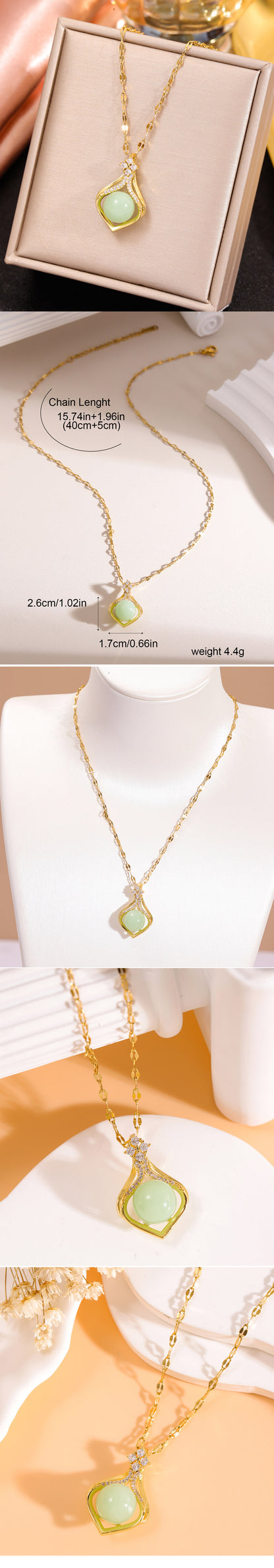 Sweet Simple Style Geometric Copper Inlay Artificial Gemstones Zircon Pendant Necklace