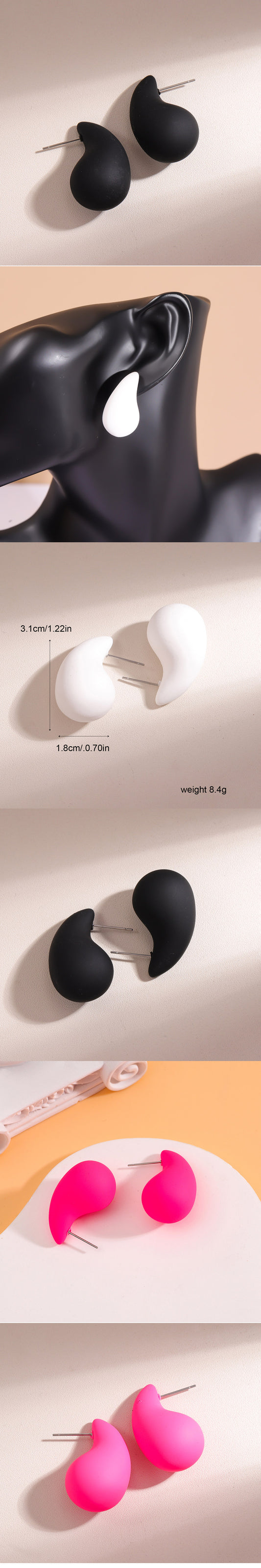 1 Pair Simple Style Water Droplets Plastic Ear Studs